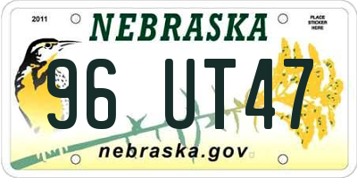 NE license plate 96UT47