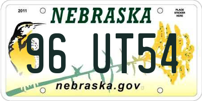 NE license plate 96UT54
