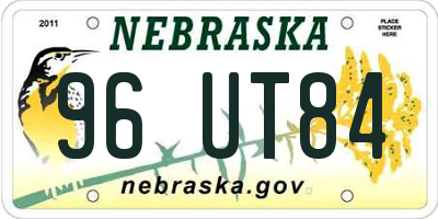 NE license plate 96UT84