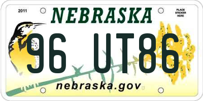 NE license plate 96UT86