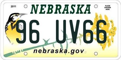 NE license plate 96UV66
