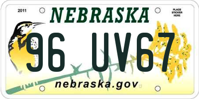 NE license plate 96UV67