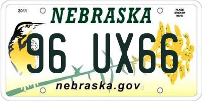 NE license plate 96UX66