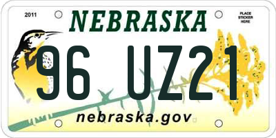 NE license plate 96UZ21