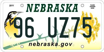 NE license plate 96UZ75