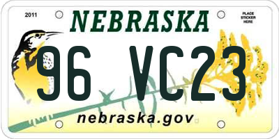 NE license plate 96VC23