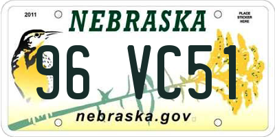 NE license plate 96VC51