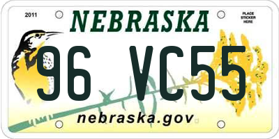 NE license plate 96VC55