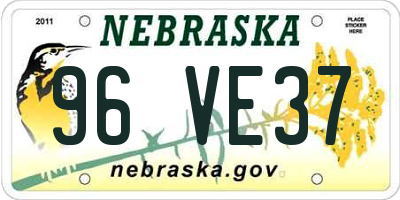 NE license plate 96VE37