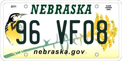 NE license plate 96VF08