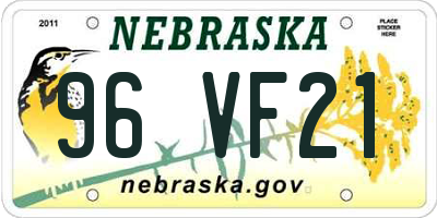 NE license plate 96VF21