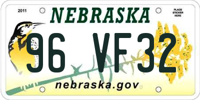 NE license plate 96VF32