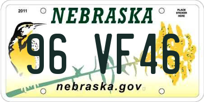 NE license plate 96VF46