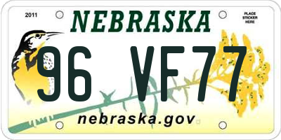 NE license plate 96VF77