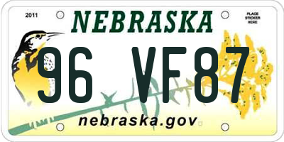 NE license plate 96VF87