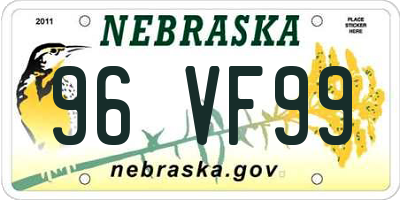 NE license plate 96VF99