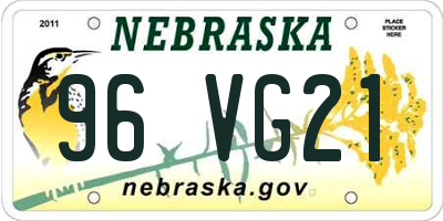 NE license plate 96VG21