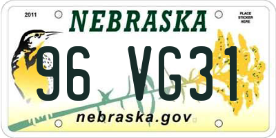 NE license plate 96VG31