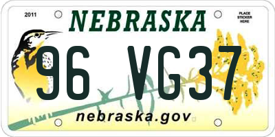 NE license plate 96VG37