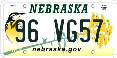 NE license plate 96VG57