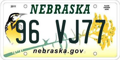 NE license plate 96VJ77