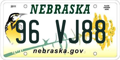 NE license plate 96VJ88