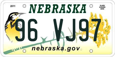 NE license plate 96VJ97