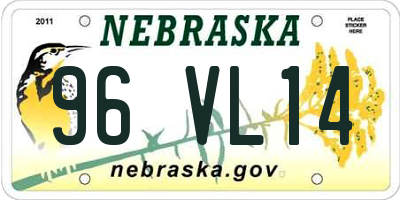 NE license plate 96VL14