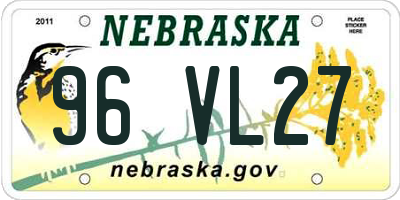 NE license plate 96VL27