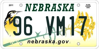 NE license plate 96VM17