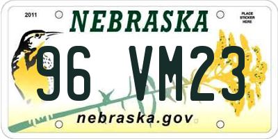 NE license plate 96VM23