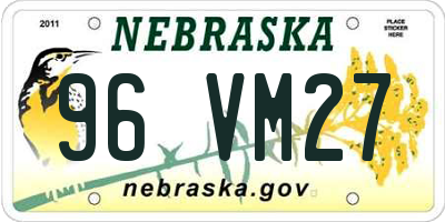 NE license plate 96VM27