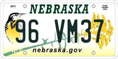 NE license plate 96VM37