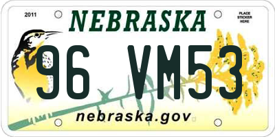 NE license plate 96VM53