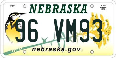 NE license plate 96VM93