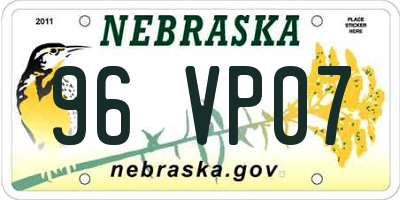 NE license plate 96VP07