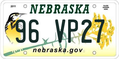 NE license plate 96VP27