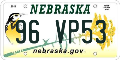 NE license plate 96VP53
