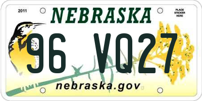 NE license plate 96VQ27