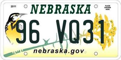 NE license plate 96VQ31
