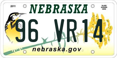 NE license plate 96VR14
