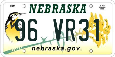 NE license plate 96VR31