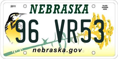 NE license plate 96VR53