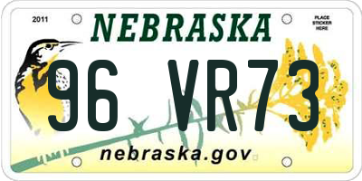 NE license plate 96VR73