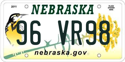 NE license plate 96VR98
