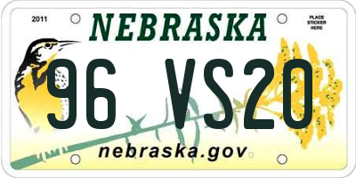 NE license plate 96VS20