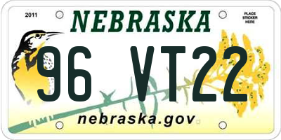 NE license plate 96VT22
