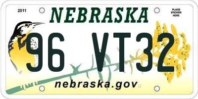 NE license plate 96VT32