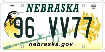 NE license plate 96VV77