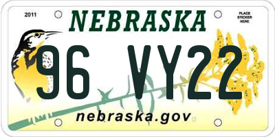 NE license plate 96VY22